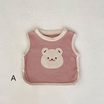 【BABY&KID】クマ柄ベスト、カジュアル無地トップス、クマ柄レギンスSK022218