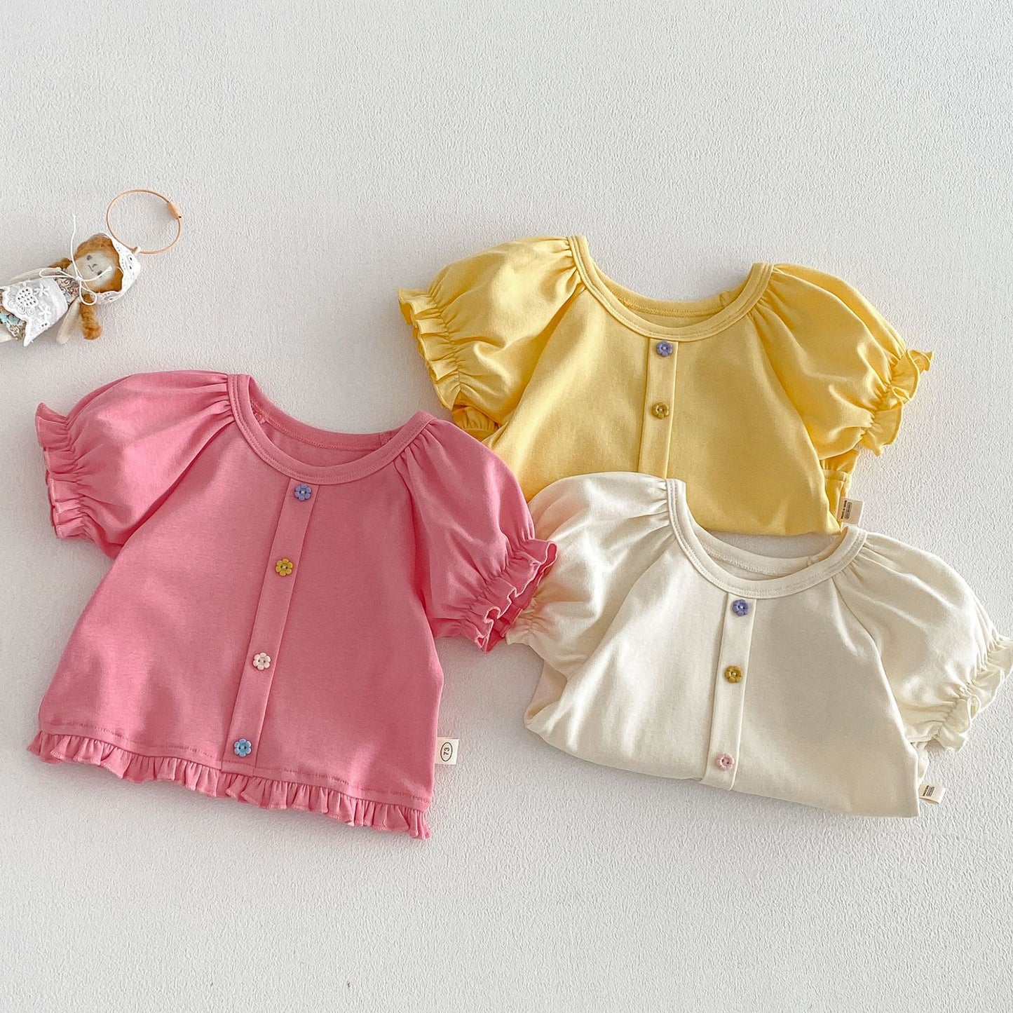 【BABY&KID】夏新作 スウィートパフスリーブTシャツSK105106