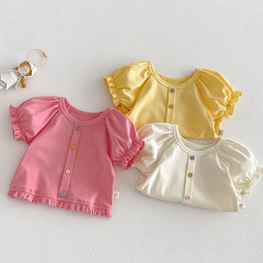 【BABY&KID】夏新作 スウィートパフスリーブTシャツSK105106
