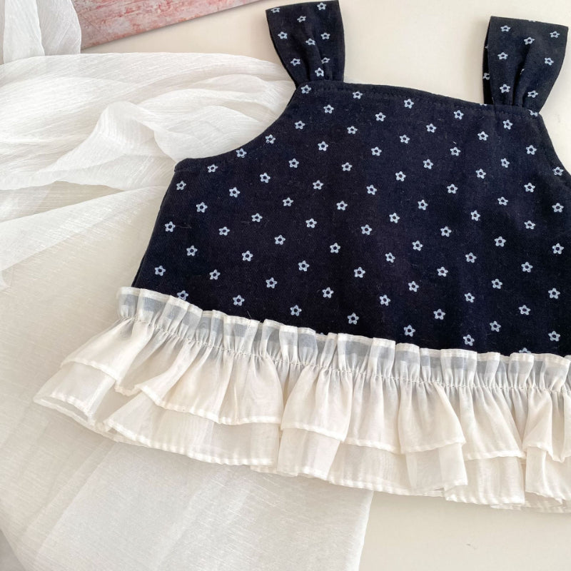 【BABY&KID】フリル裾ベスト&パンツ、レースドールカラーブラウスSK100844