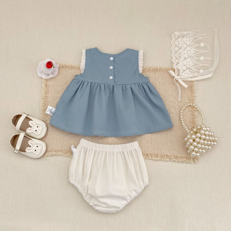 【BABY&KID】夏新作 韓国風花刺繍セットアップ、ワンピースSK104931