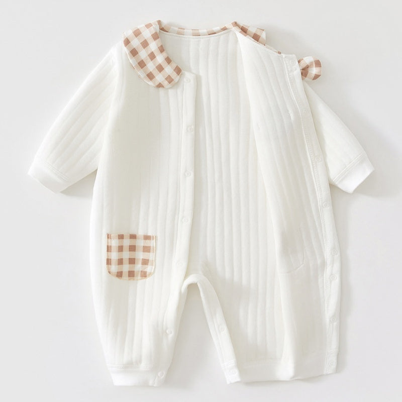 【BABY】冬新作北欧風蝶ネクタイ付きくま中綿カバーオールSK102614