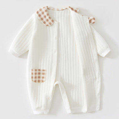 【BABY】冬新作北欧風蝶ネクタイ付きくま中綿カバーオールSK102614