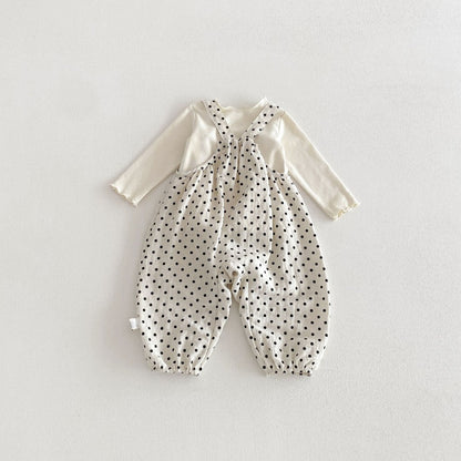 【BABY】ドット柄綿サロペットSK104306