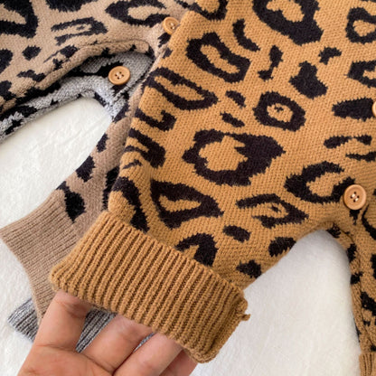 【BABY】冬新作レオパード柄ニットカバーオールSK102713