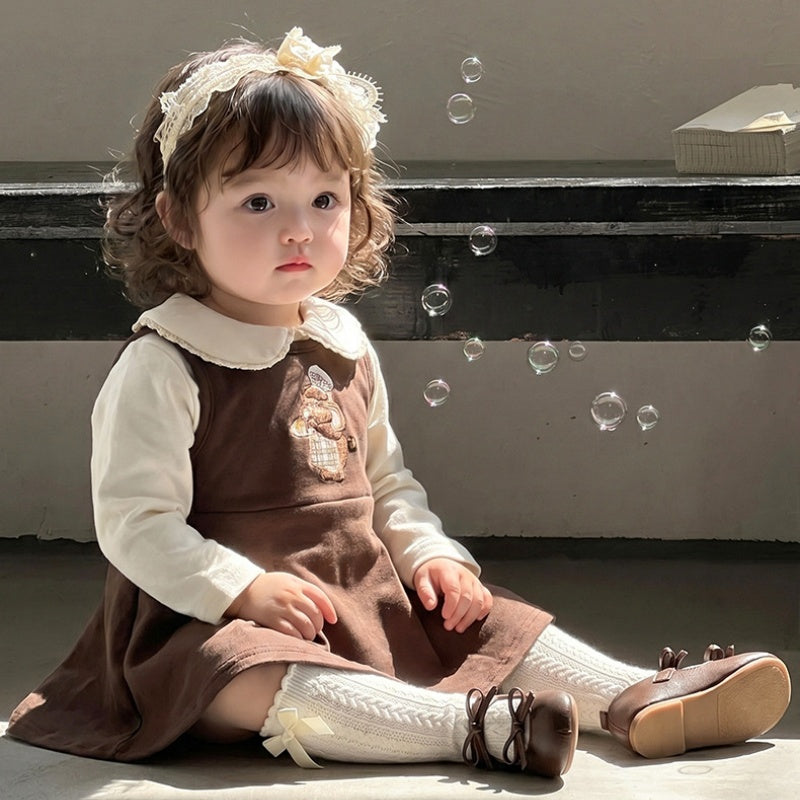 【BABY】くま刺繍ジャンパースカート＆フリルフリルトップスSK107810