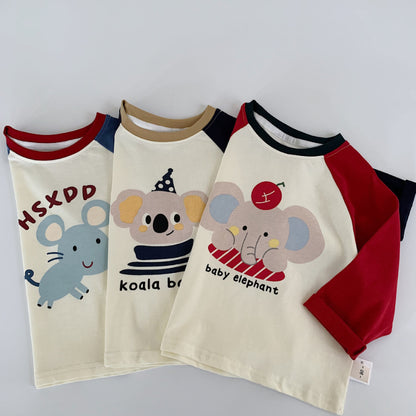 【BABY&KID】可愛い動物ラグラン袖TシャツSK100534