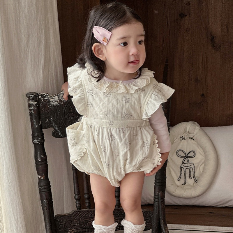 【BABY】小花柄ロンパース、レース襟ロンTSK104302