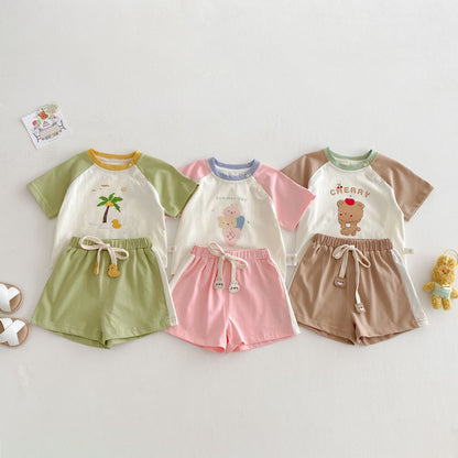 【BABY&KID】夏新作  カラーバリカートゥーンセットアップSK061807