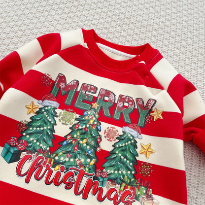 【BABY】ボーダークリスマスツリーあったかカバーオールSK103204