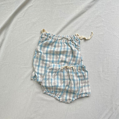 【BABY】チェック柄レースアップベストSK102255