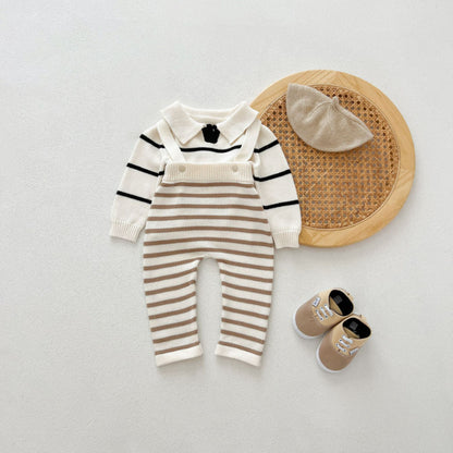 【BABY】ボーダーニットサロペットSK100324