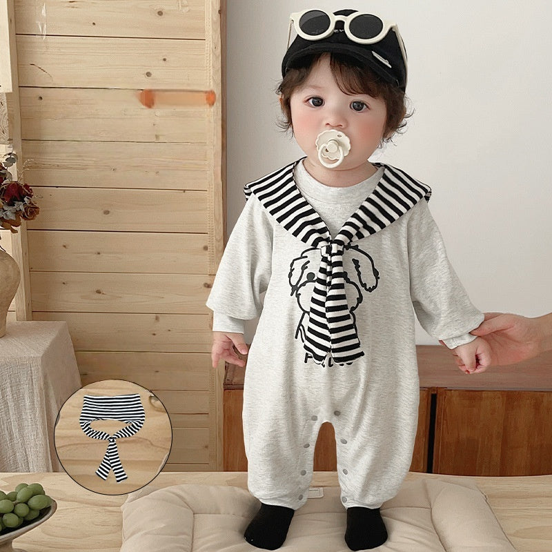 【BABY】英字＆子犬柄ケープ付きカバーオールSK102409