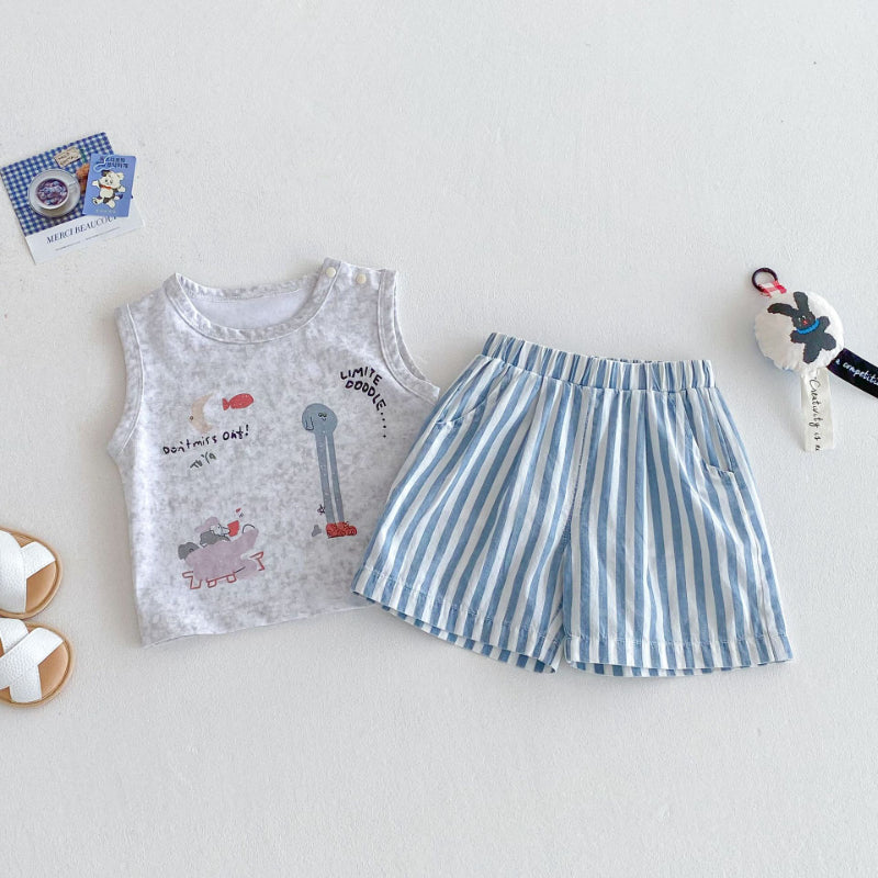 【BABY&KID】夏新作 カートゥーンtシャツ、トライプパンツSK080611