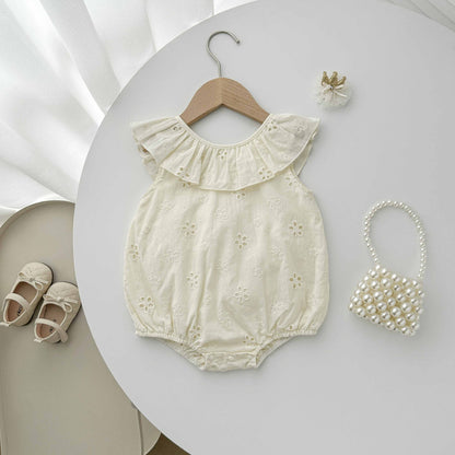 【BABY】夏新作 花刺繍ロンパースSK082509