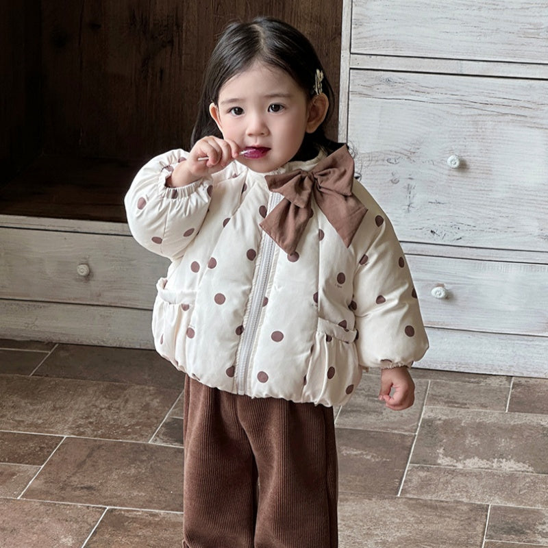 【BABY】冬新作韓国風ドット蝶結びアウターSK103120