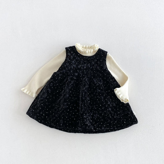 【BABY&KID】ドット裏起毛ワンピース、フリル襟ニットSK108110