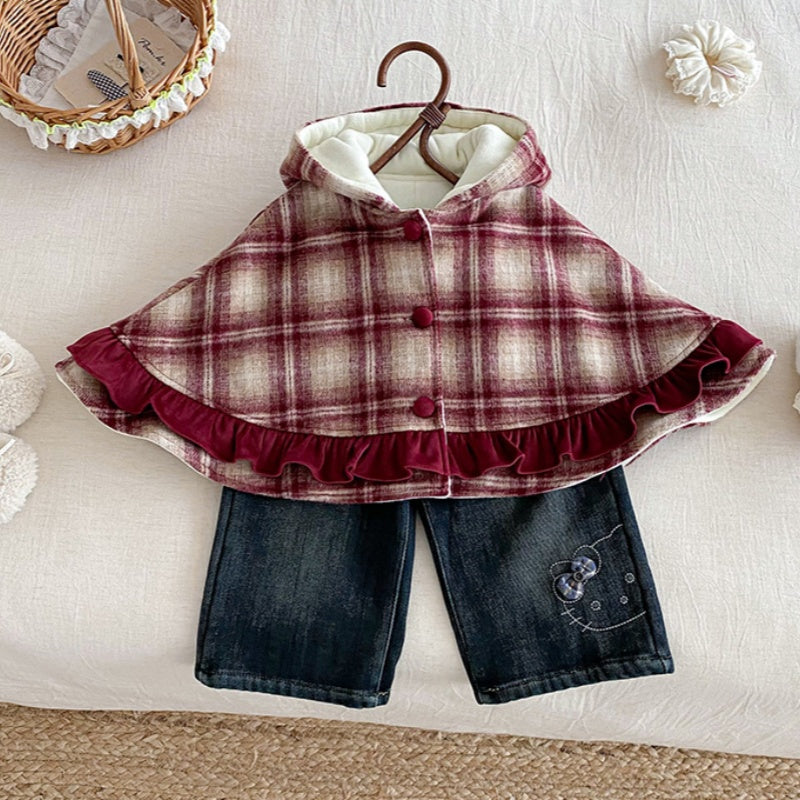 【BABY】冬新作チェックあったかケープSK103115