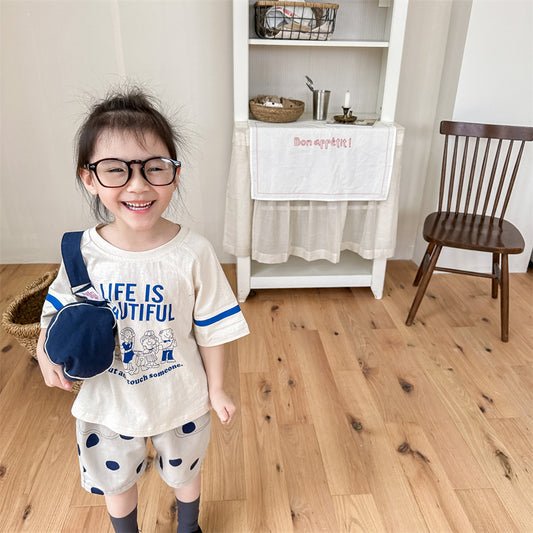 【BABY&KID】夏新作 英字カートゥーン柄プリントTシャツSK091614
