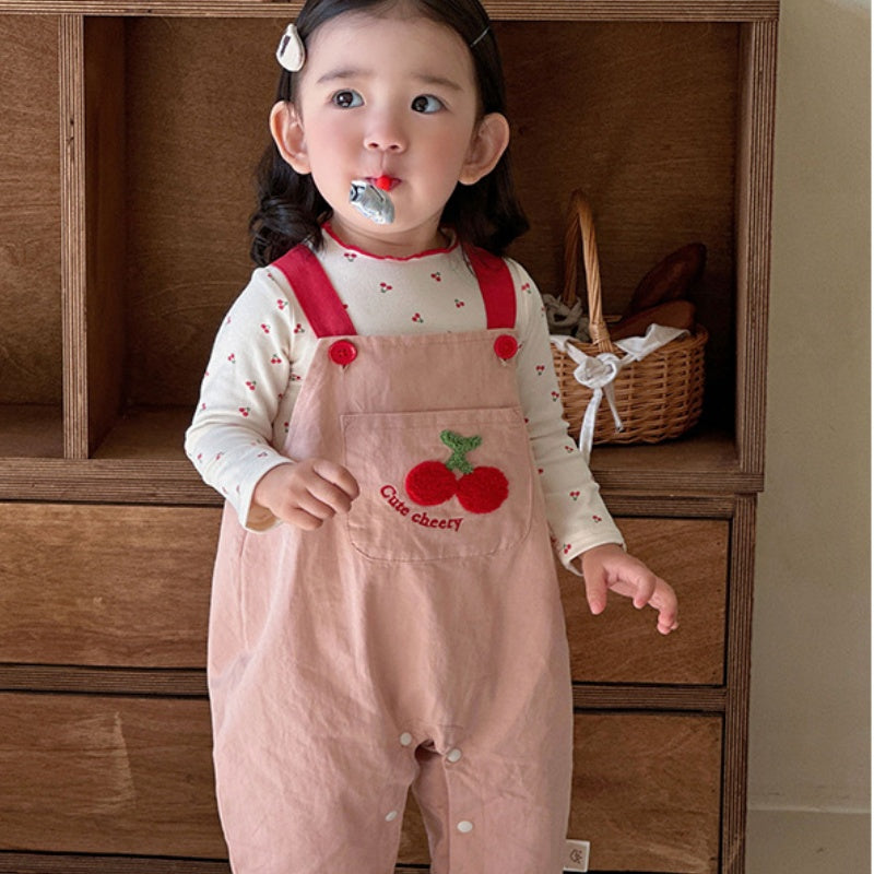 【BABY】さくらんぼポケットサロペット＆さくらんぼ柄ロンTSK104304