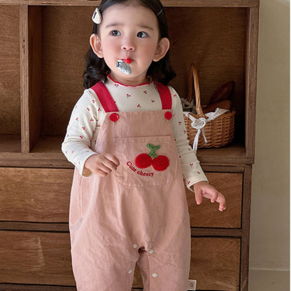 【BABY】さくらんぼポケットサロペット＆さくらんぼ柄ロンTSK104304