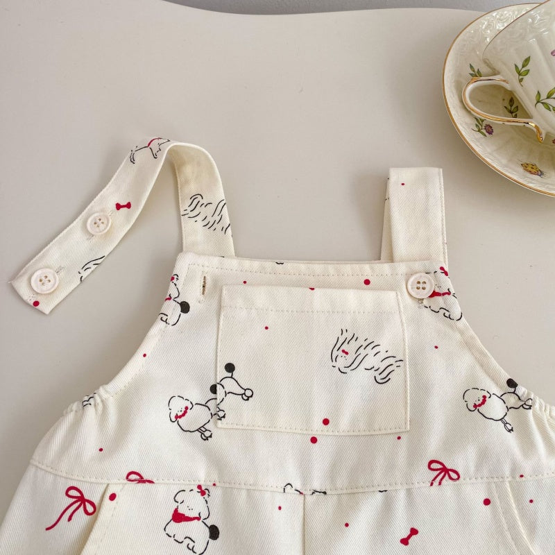 【BABY&KID】夏新作いぬプリントサロペットショートパンツ＆無地タンクトップSK105509