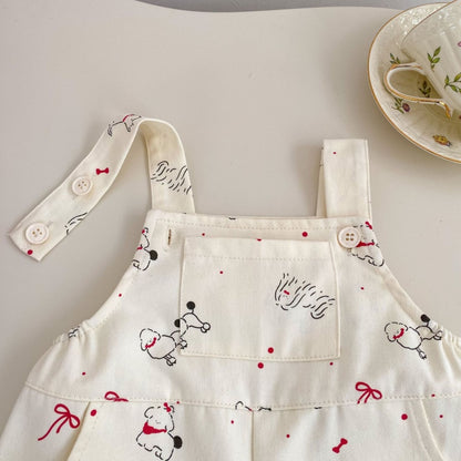 【BABY&KID】夏新作いぬプリントサロペットショートパンツ＆無地タンクトップSK105509