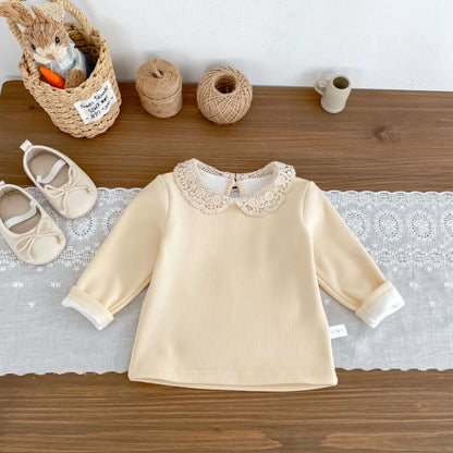 【BABY】うさぎ刺繍裏起毛サロペット、レーストップスSK101423