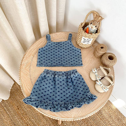 【BABY&KID】夏新作 ハートデニムセットアップSK081527