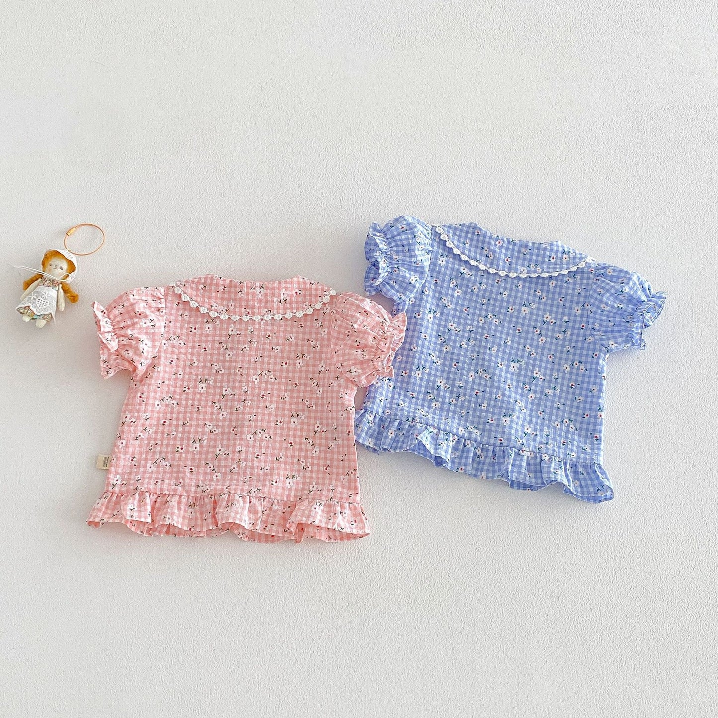 【BABY&KID】夏新作小花柄レースフリルシャツ、パンツSK105022