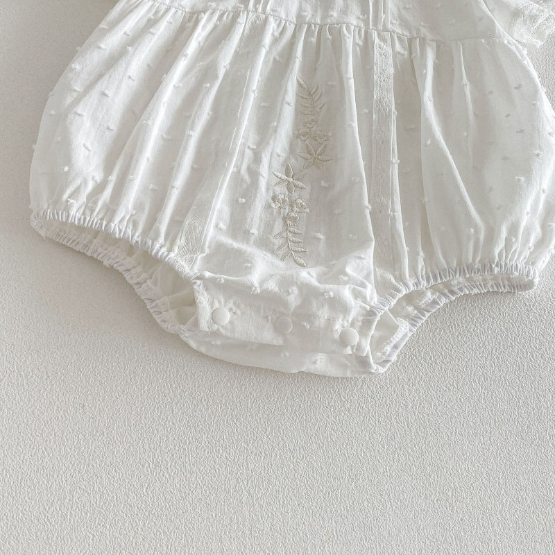 【BABY】夏新作 ラウンドネック刺繍ロンパースSK104909