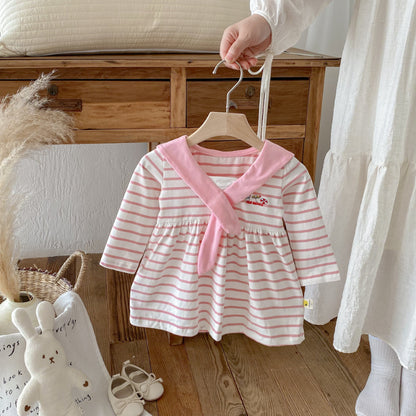 【BABY&KID】セーラー襟ボーダーワンピースSK100826