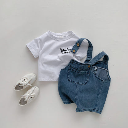 【BABY&KID】夏新作 デニムショートサロペットセットSK062723