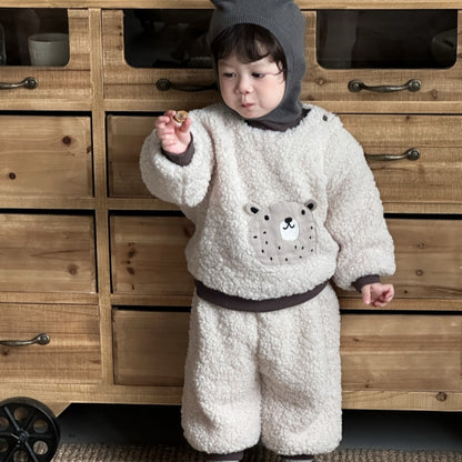 【BABY&KID】冬新作韓国風くまさん、ライオンあったかセットアップSK103128