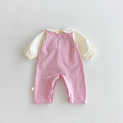 【BABY】アルファベット刺繍サロペット＆ガールシャツSK092411