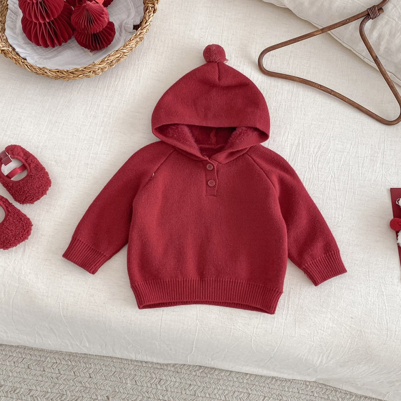 【BABY】冬新作キルティングわんちゃんカバーオール、フード付きニットSK103110