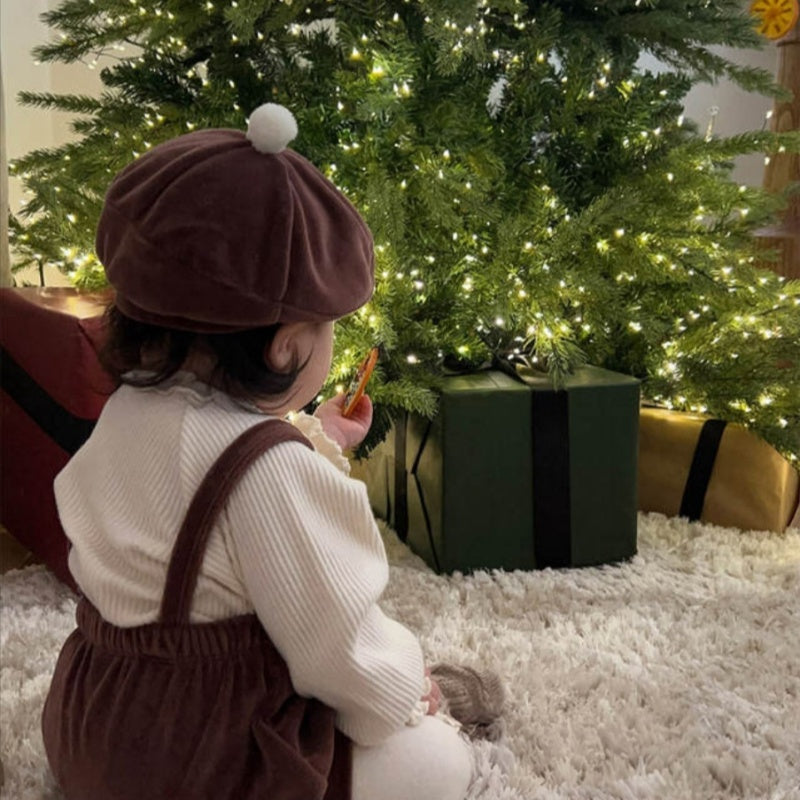 【BABY】韓国風ベロアサロペット、帽子SK102819