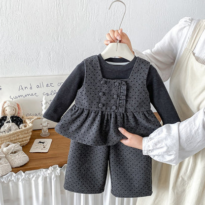 【BABY】冬新作ドットベスト＆ワイドパンツ＆トップスSK108307