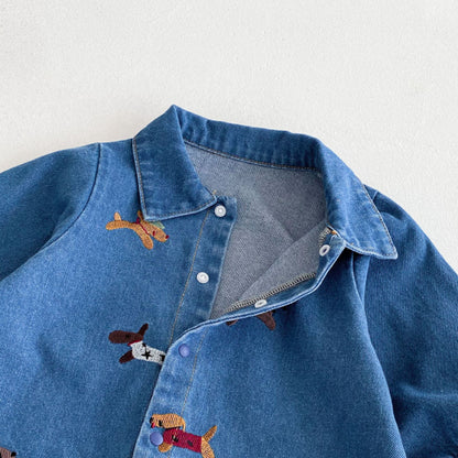 【BABY】アニマル刺繍デニムカバーオールSK100316