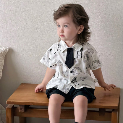 【BABY】夏新作コミックプリントシャツ、ワークショートパンツSK105322