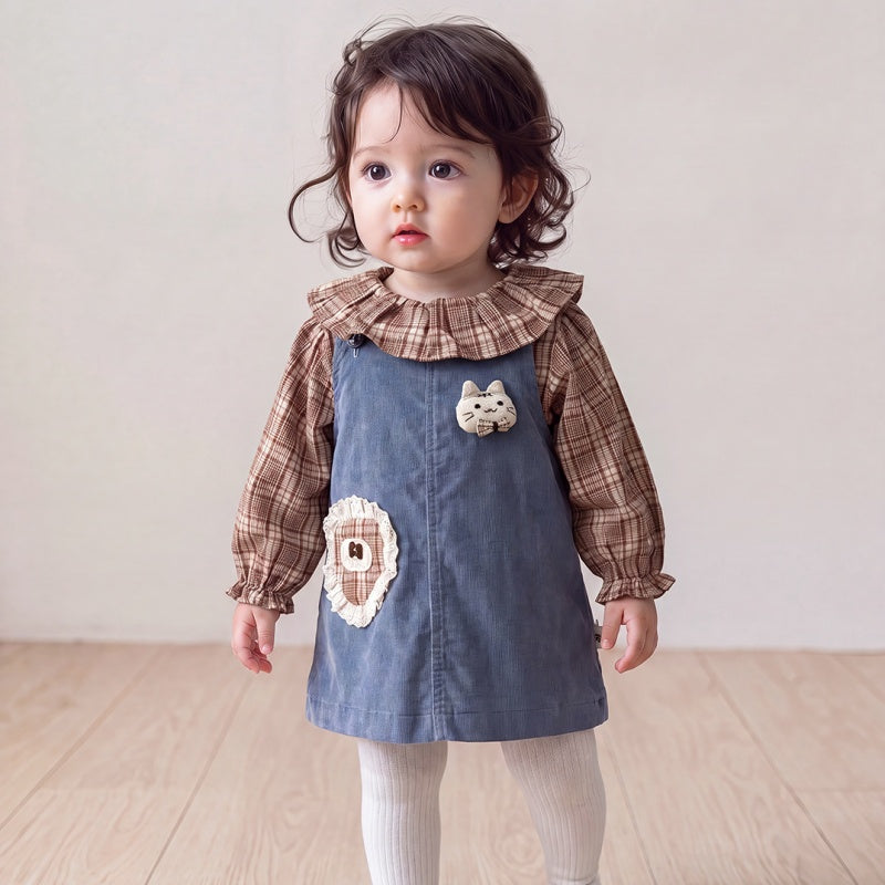 【BABY】チェックシャツ＆デニムジャンパースカートSK107806