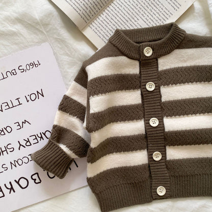 【BABY】クルーネックボーダー長袖ニットセットアップSK092905