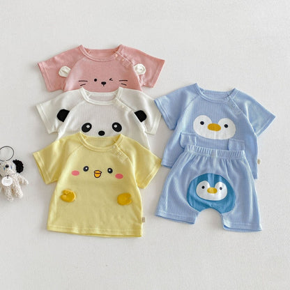 【BABY&KID】夏新作ワッフルカートゥーンセットアップSK105603