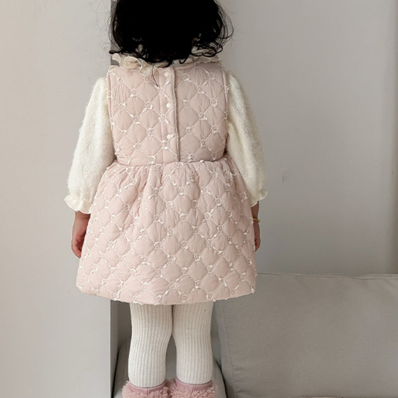 【BABY】冬新作レース襟キルティング裏起毛ワンピースSK102723