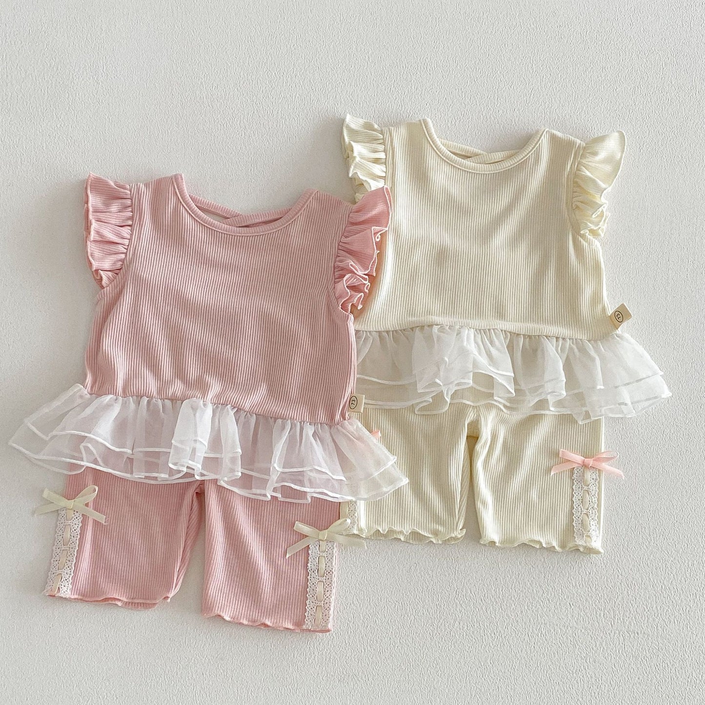 【BABY&KID】夏新作 レース切替Tシャツ&ショートパンツSK105116