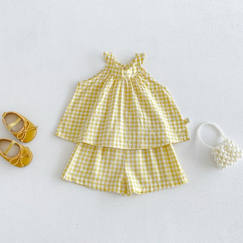 【BABY&KID】夏新作イエローチェックセットアップSK105804