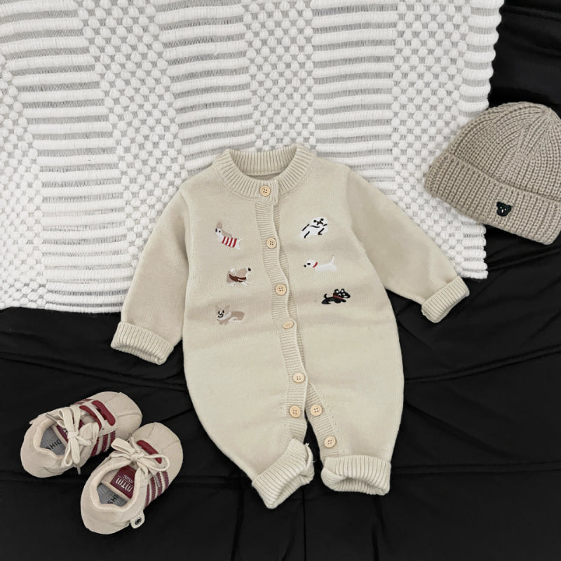 【BABY&KID】冬新作わんちゃん刺繍カバーオール、カーディガンSK103008