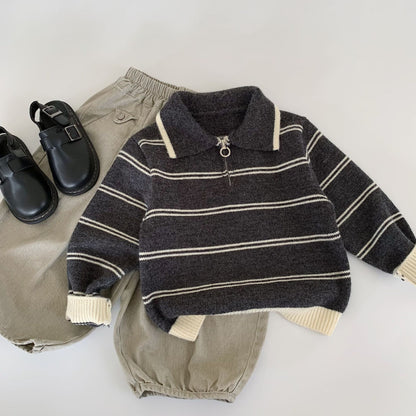 【BABY&KID】ストライプジップニットセーターSK100531