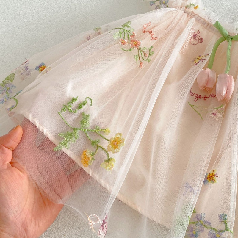 【BABY】夏新作レース刺繍フラワーワンピース＆帽子SK106518