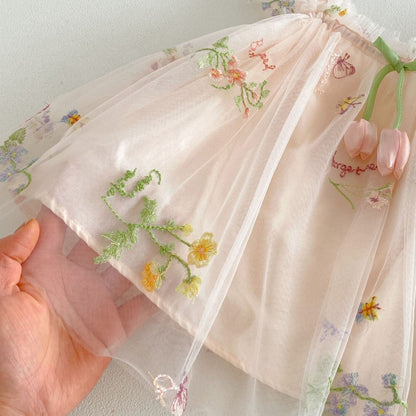 【BABY】夏新作レース刺繍フラワーワンピース＆帽子SK106518